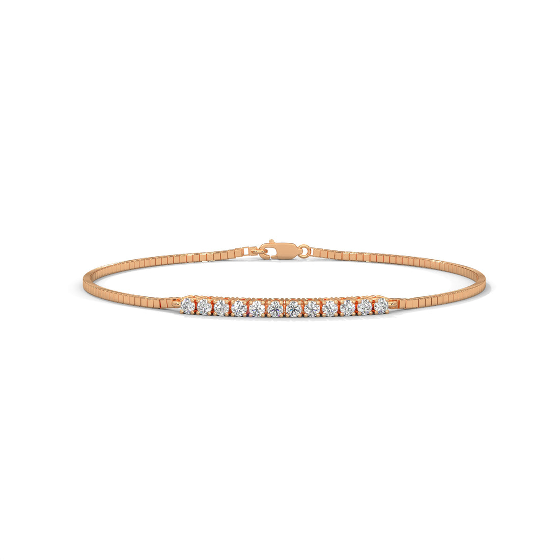 Round diamond bar bracelet in Yellow Gold – front view