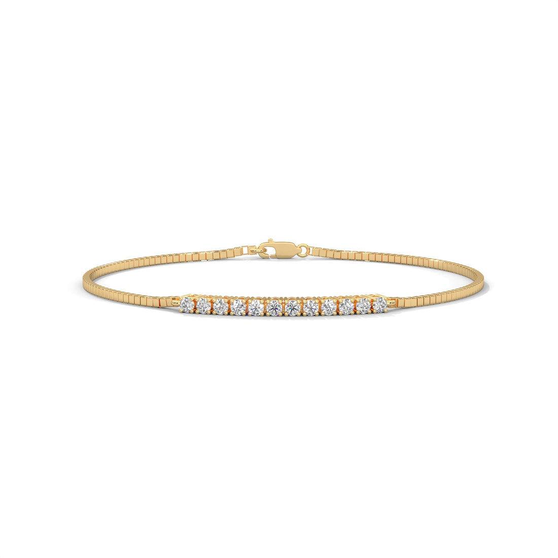 Round diamond bar bracelet in Yellow Gold – front view