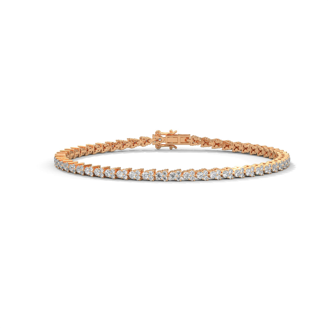 Round diamond tennis bracelet in Yellow Gold – front view
