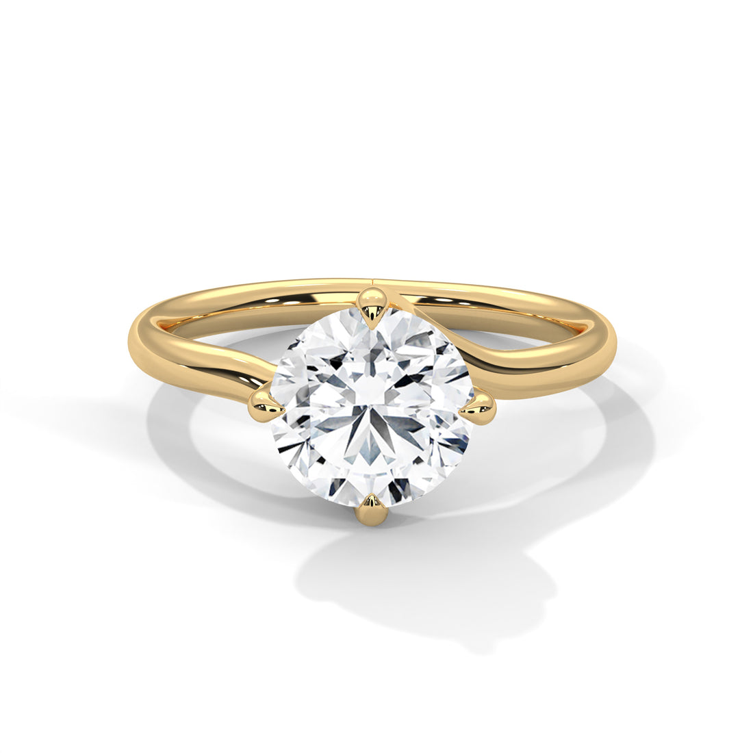 Round twisted solitaire engagement ring in White Gold – front view